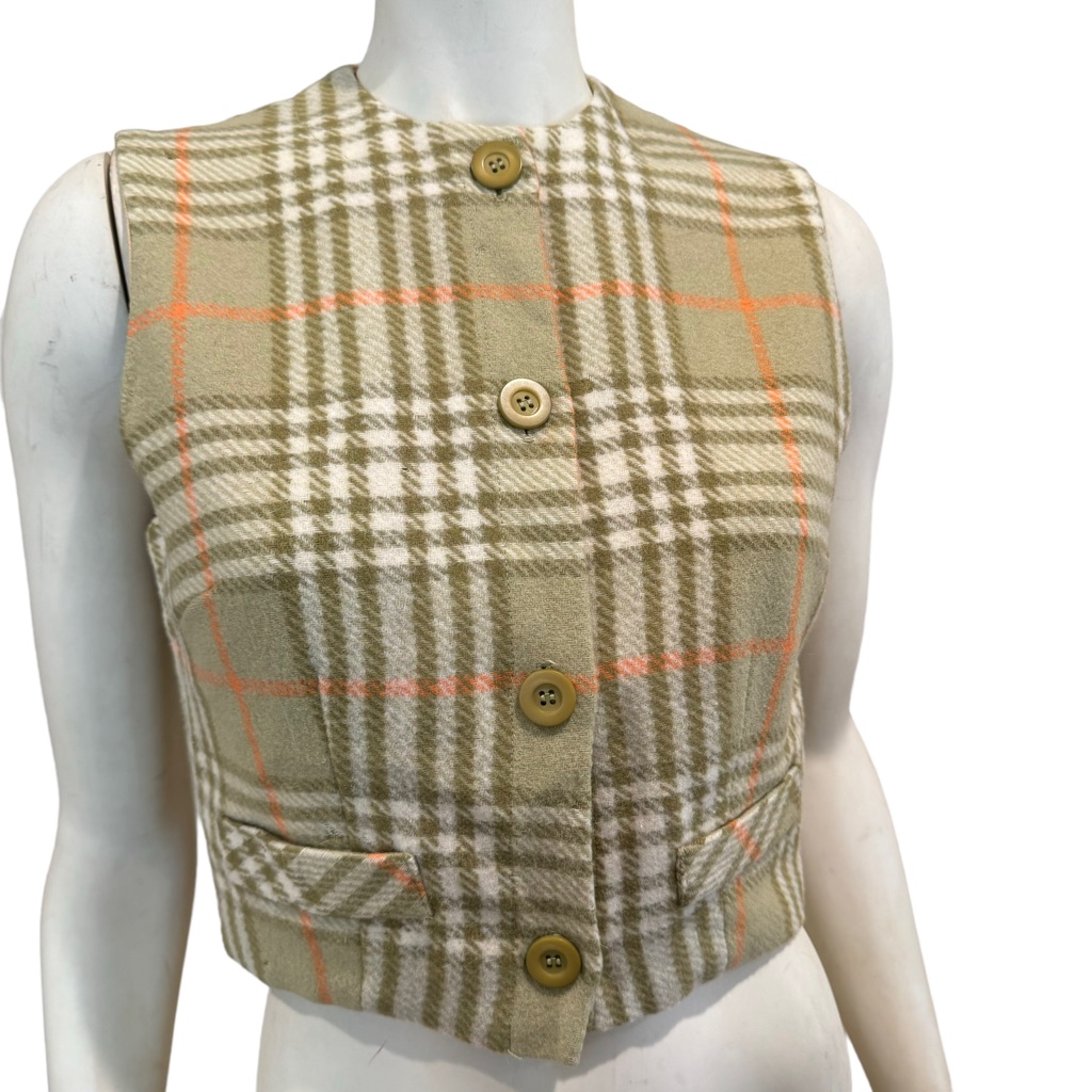 Vintage Union Made Plaid Cropped Vest